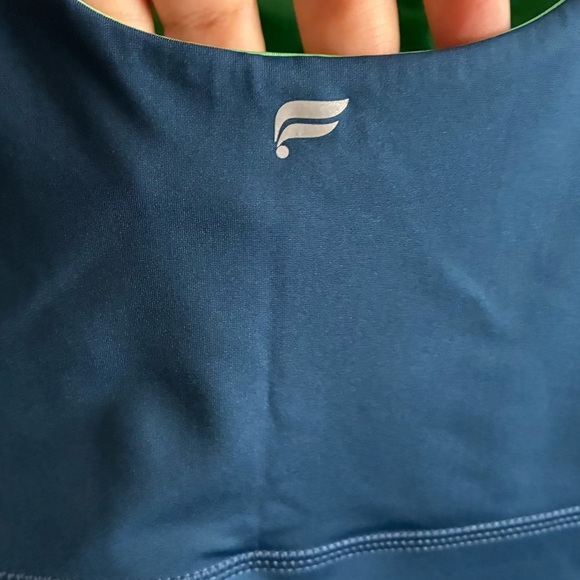 Fabletics Midnight Teal/Spring Leaf Harlow Reversible Medium Impact Sports Bra - Picture 7 of 8